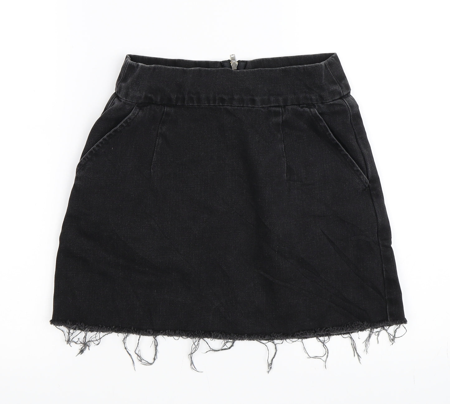 Topshop Womens Black  Denim Mini Skirt Size 6
