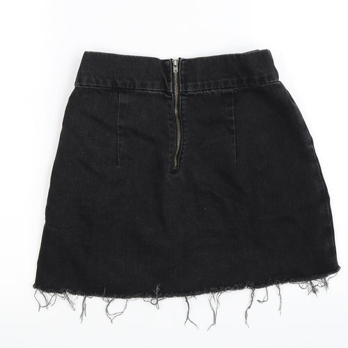 Topshop Womens Black  Denim Mini Skirt Size 6