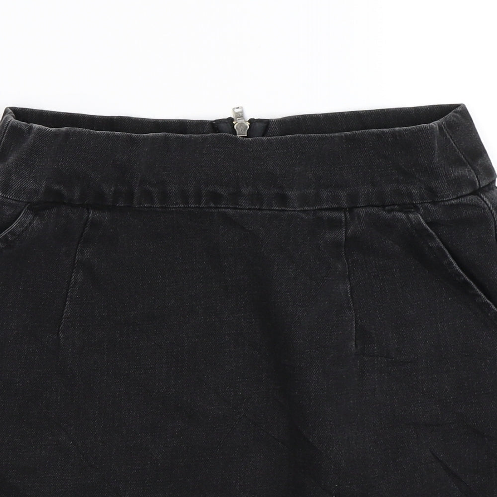 Topshop Womens Black  Denim Mini Skirt Size 6
