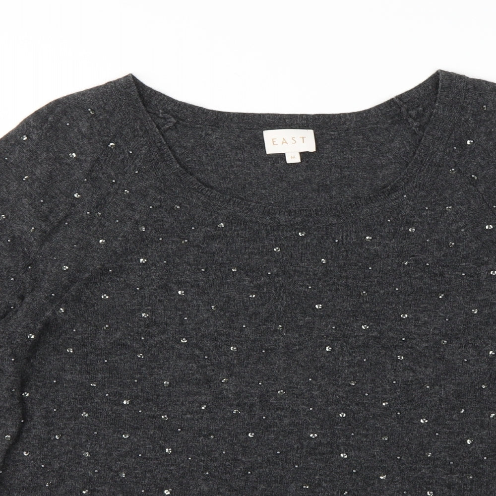EAST Womens Grey Polka Dot  Pullover Jumper Size M