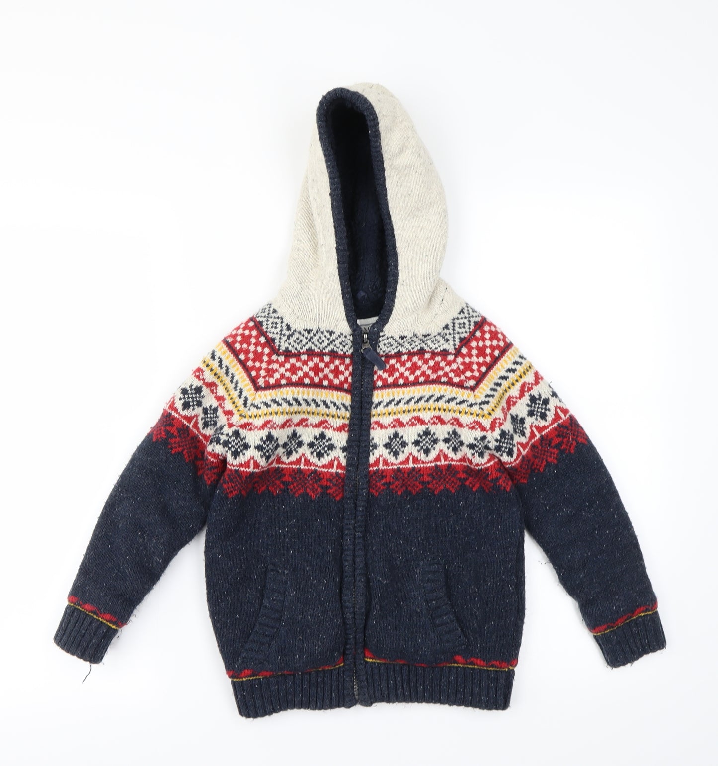 Fat Face Boys Multicoloured Geometric  Full Zip Hoodie Size 6-7 Years
