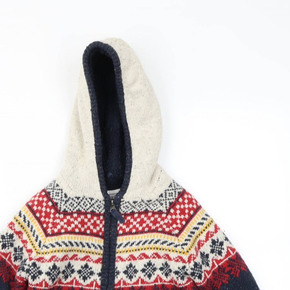 Fat Face Boys Multicoloured Geometric  Full Zip Hoodie Size 6-7 Years