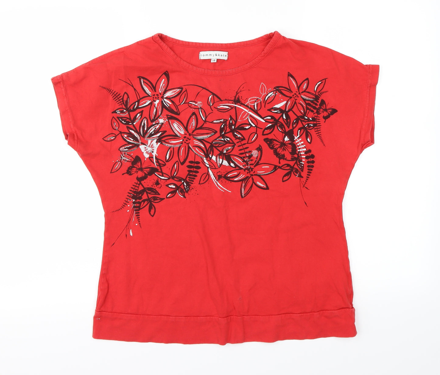 tommy&kate Womens Red   Basic T-Shirt Size 14