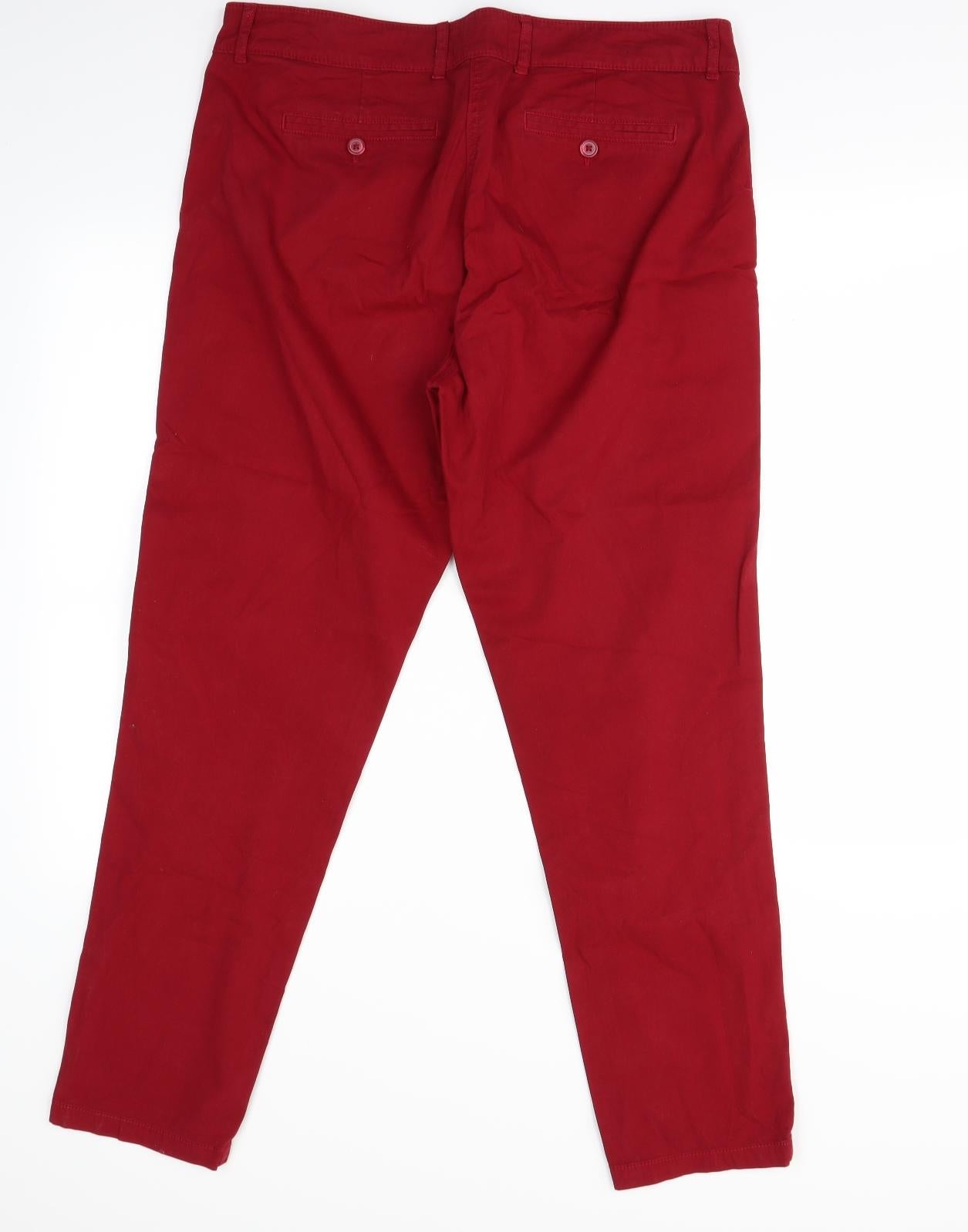 M&S Womens Red  Denim Skinny Jeans Size 14 L28 in