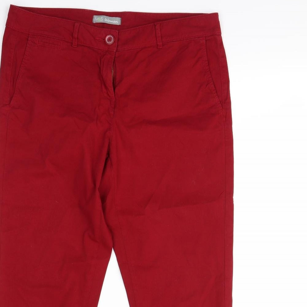 M&S Womens Red  Denim Skinny Jeans Size 14 L28 in