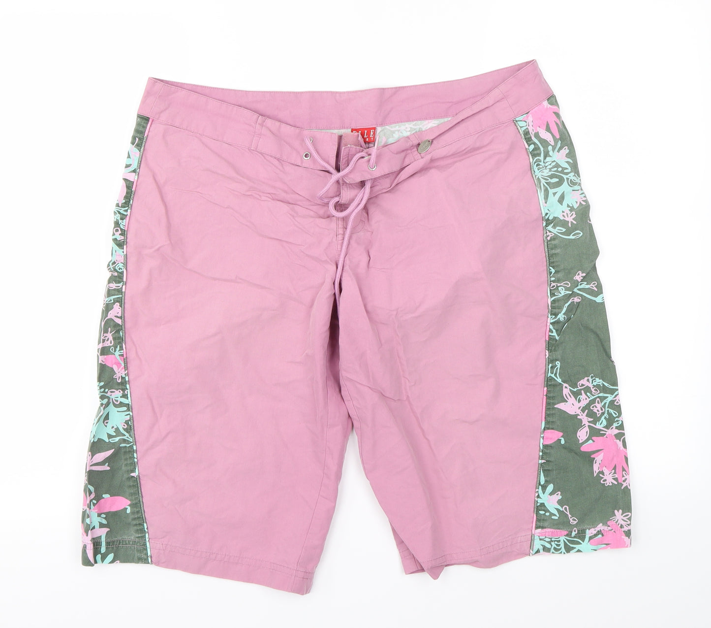 Elle Sport Womens Orange Floral  Sweat Shorts Size 14