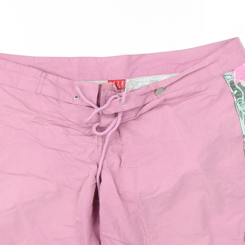 Elle Sport Womens Orange Floral  Sweat Shorts Size 14