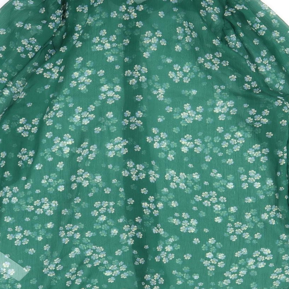Topshop Womens Green Floral  Basic Button-Up Size 8  - Mesh