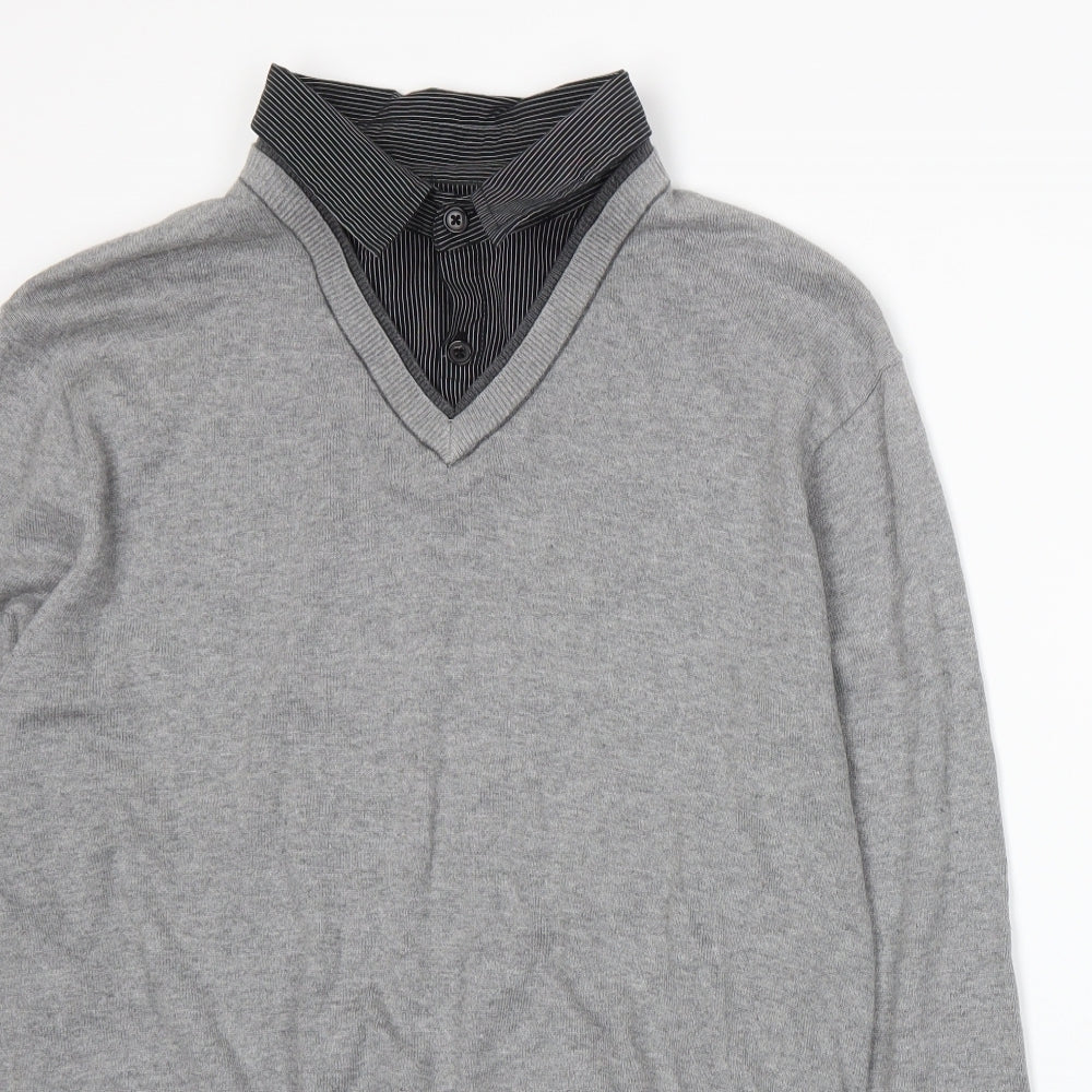 NEXTGREY Mens Grey    Button-Up Size L