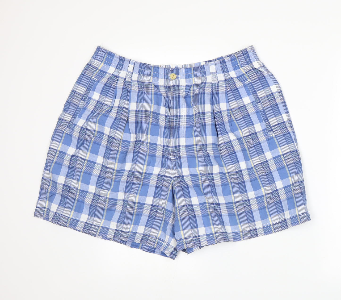 Eddie Bauer Mens Blue Plaid  Bermuda Shorts Size XL
