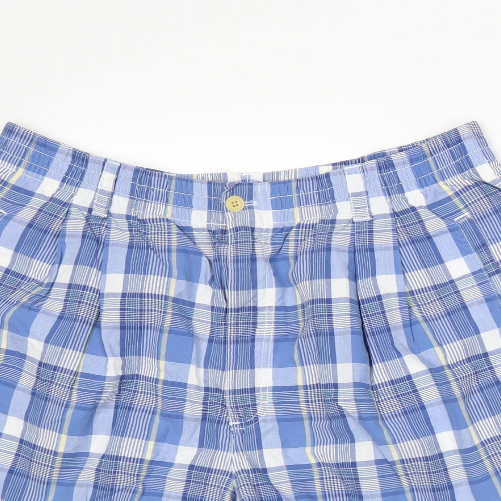 Eddie Bauer Mens Blue Plaid  Bermuda Shorts Size XL