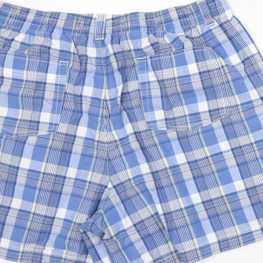 Eddie Bauer Mens Blue Plaid  Bermuda Shorts Size XL