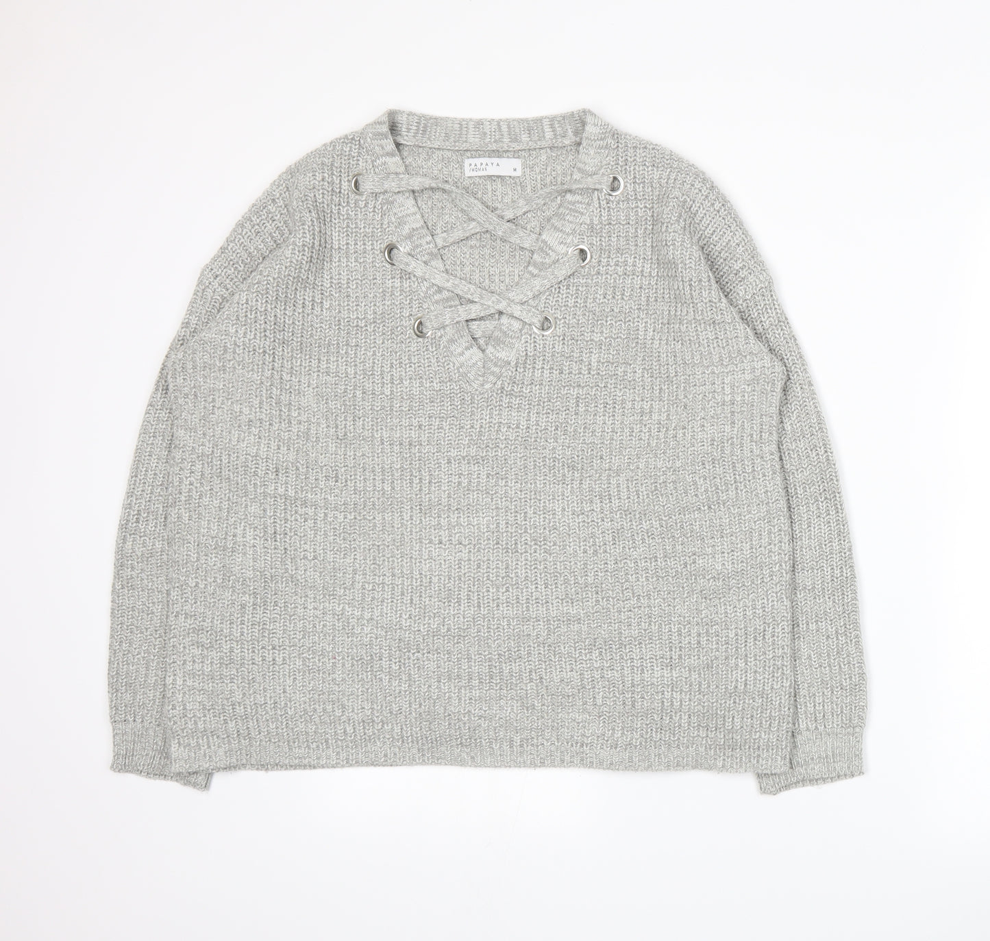 Papaya Womens Grey  Knit Pullover Jumper Size M