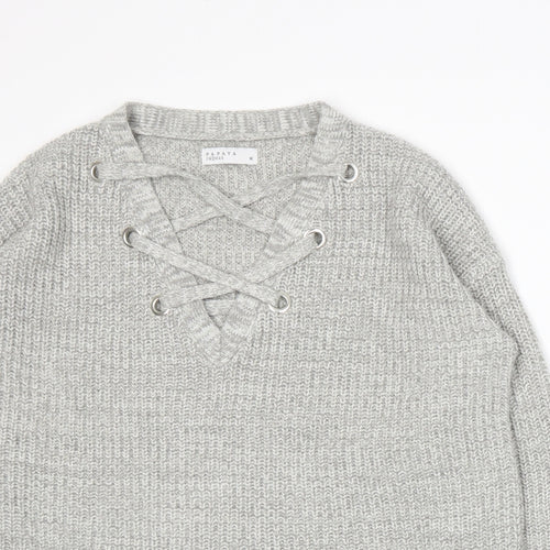 Papaya Womens Grey  Knit Pullover Jumper Size M