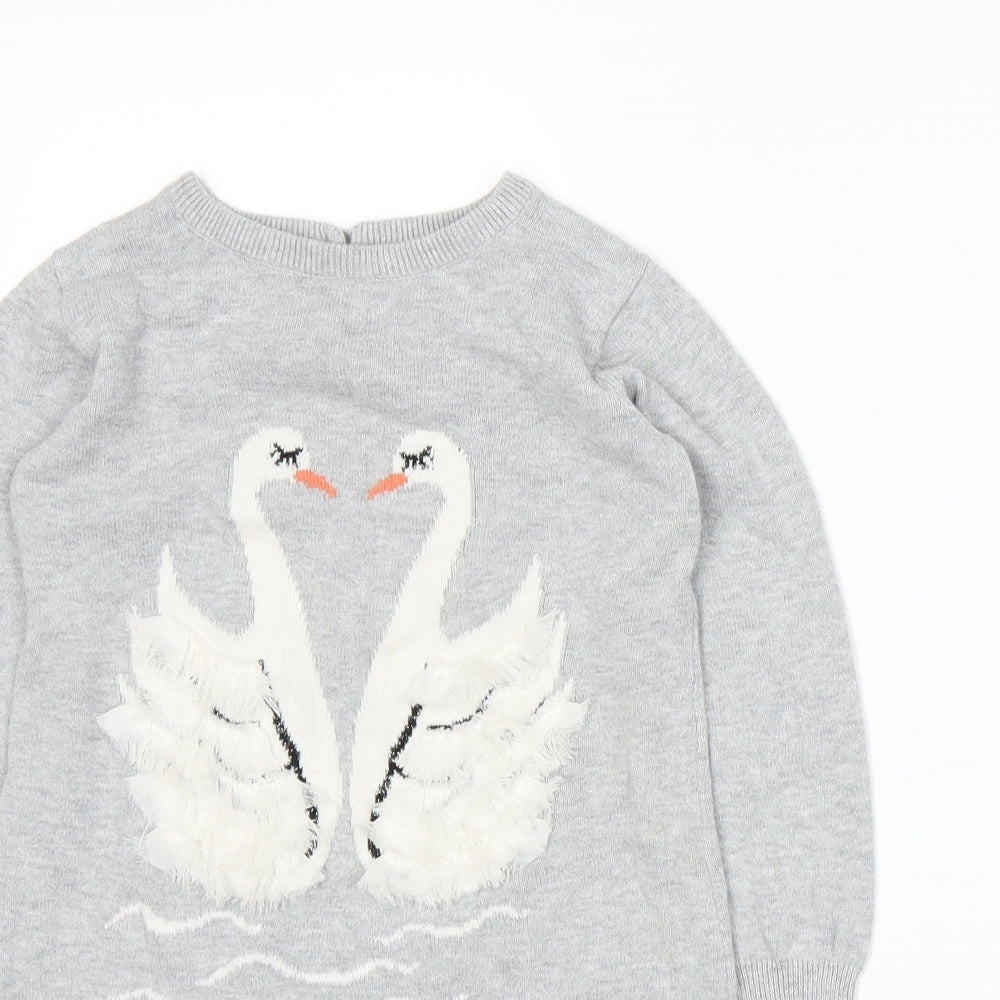 Blue Zoo Girls Grey  Knit Pullover Jumper Size 2-3 Years