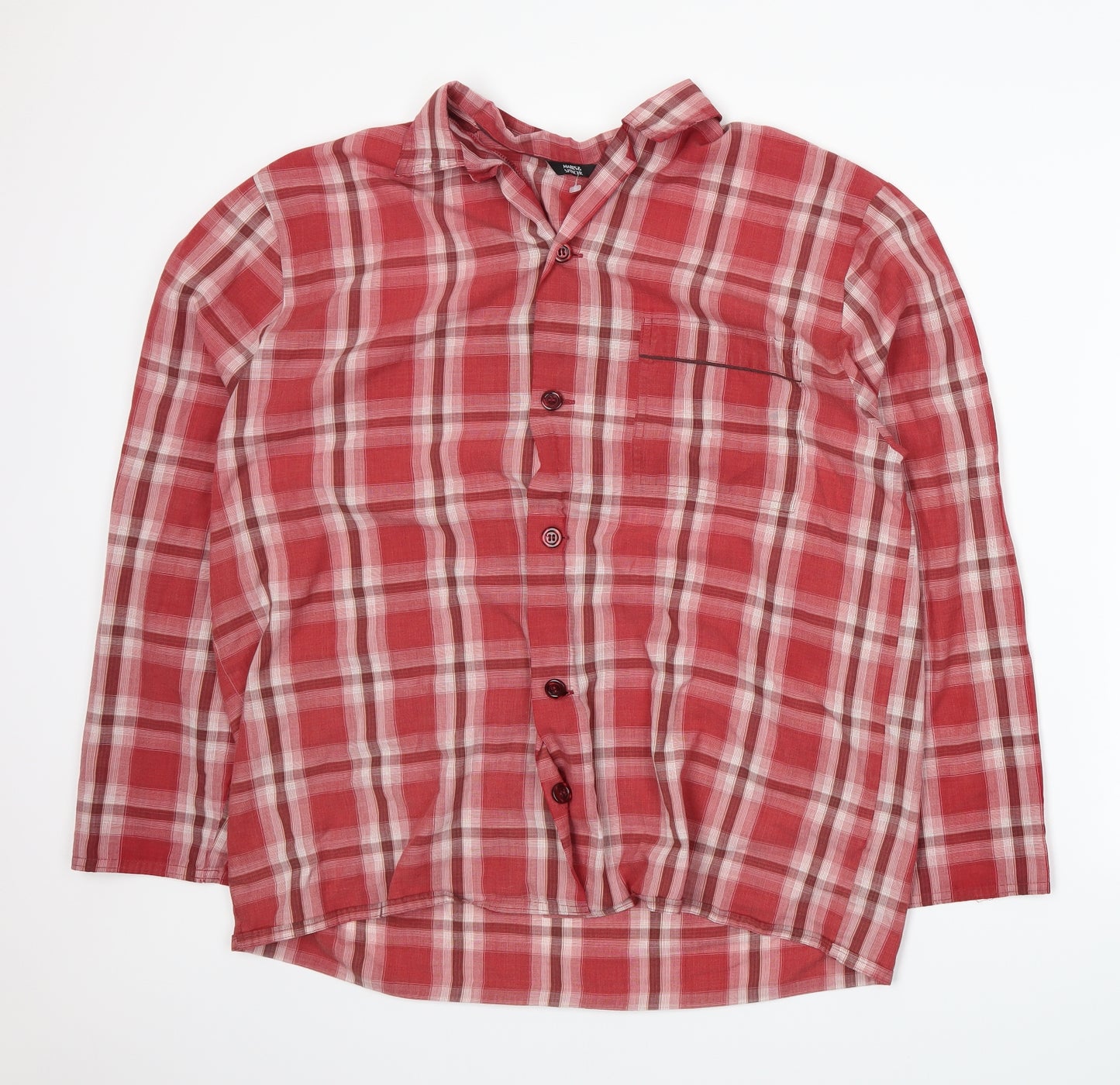 Marks and Spencer Mens Red Plaid   Nightshirt Size L