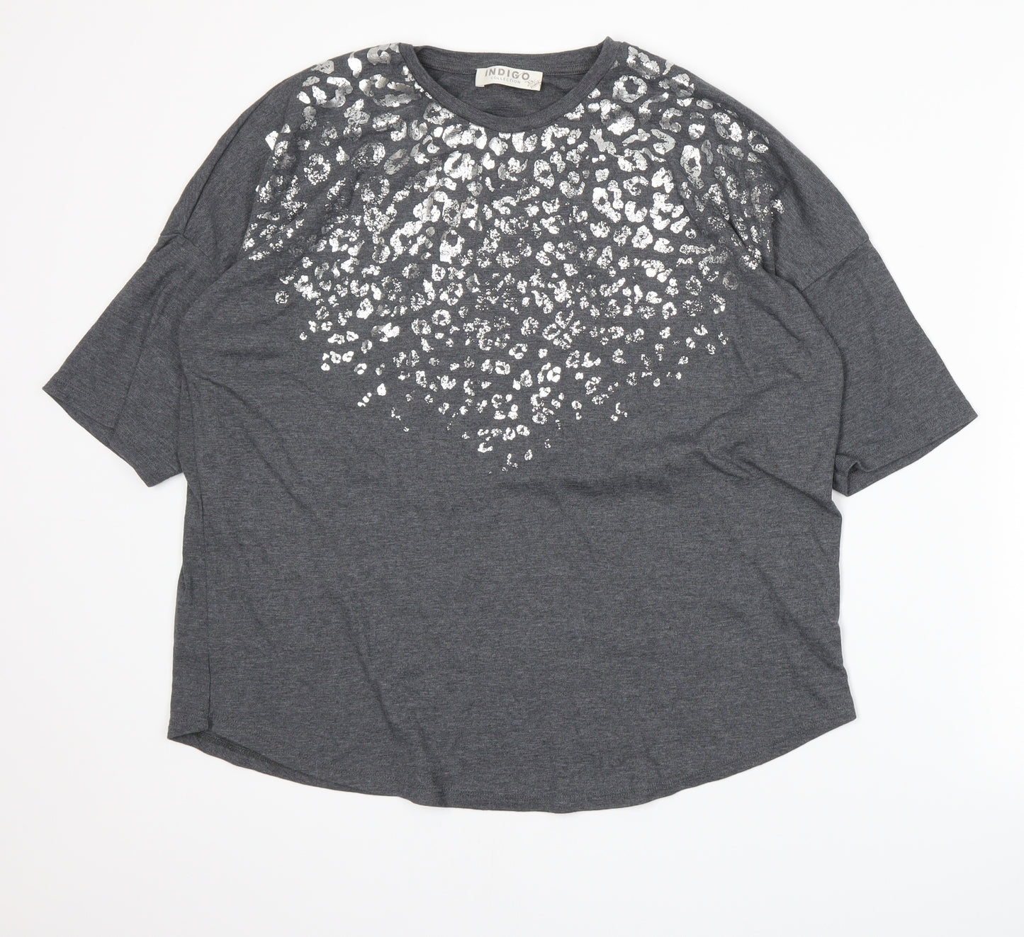 Marks and Spencer Womens Grey Animal Print  Basic T-Shirt Size 16