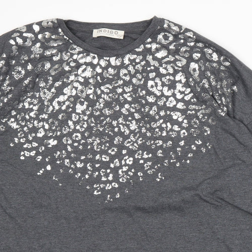 Marks and Spencer Womens Grey Animal Print  Basic T-Shirt Size 16