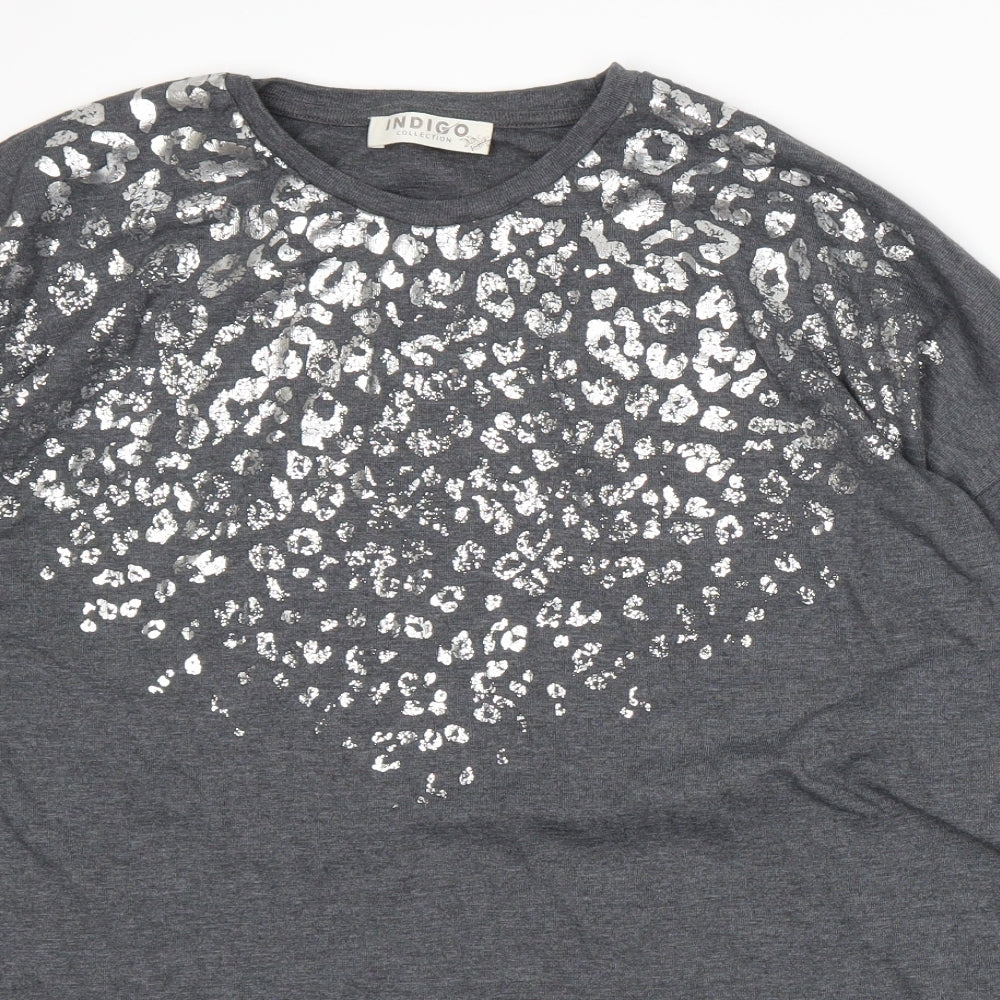 Marks and Spencer Womens Grey Animal Print  Basic T-Shirt Size 16