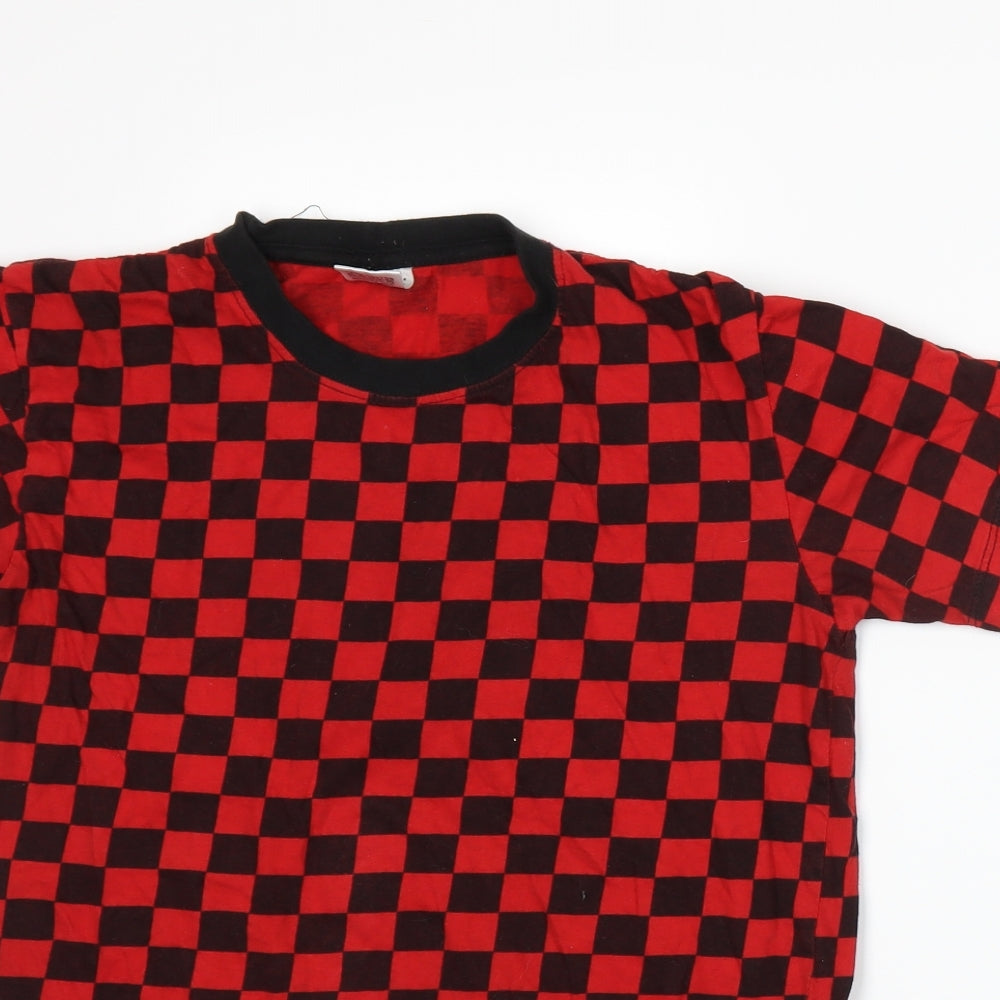 Stars & Stripes Mens Red Check   T-Shirt Size S