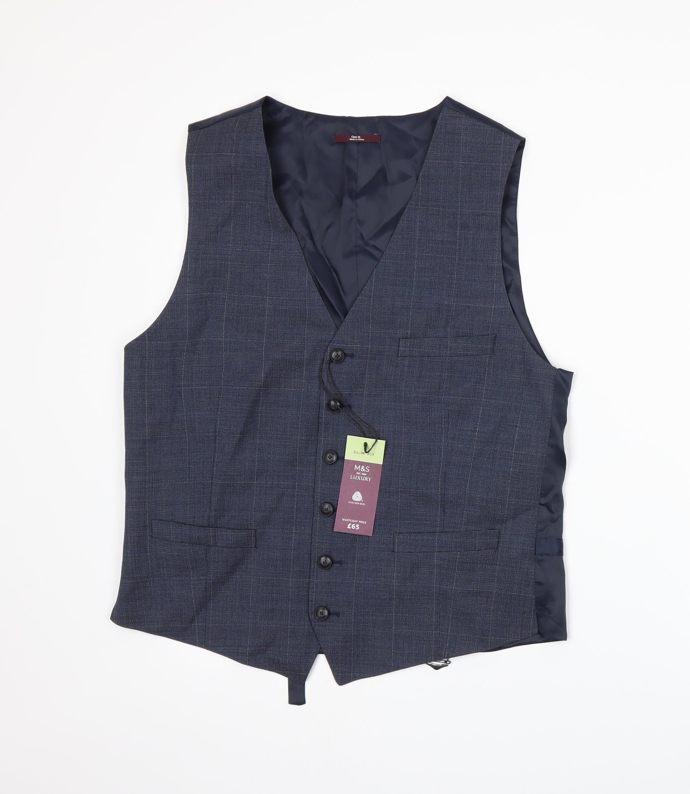 Marks and Spencer Mens Blue   Jacket Suit Waistcoat Size M