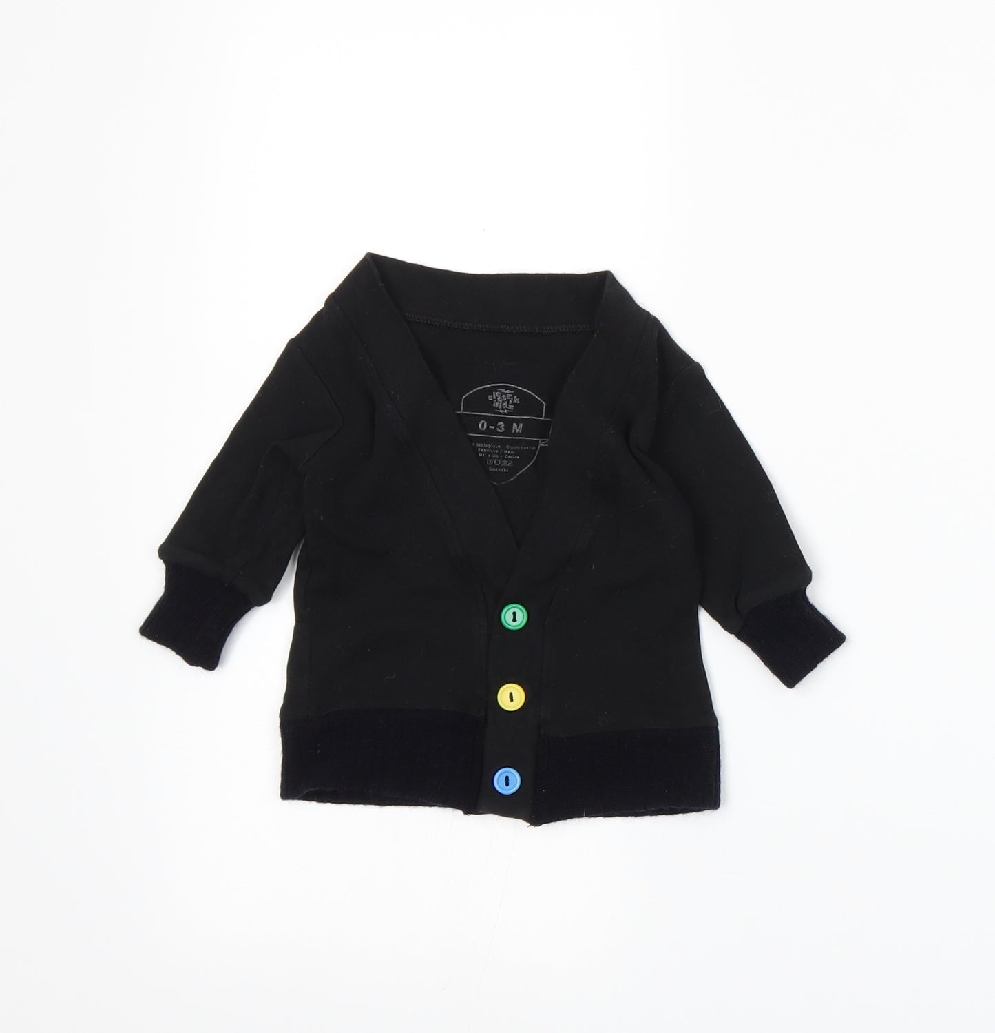 electrik kidz Boys Black  Knit Cardigan Jumper Size 0-3 Months