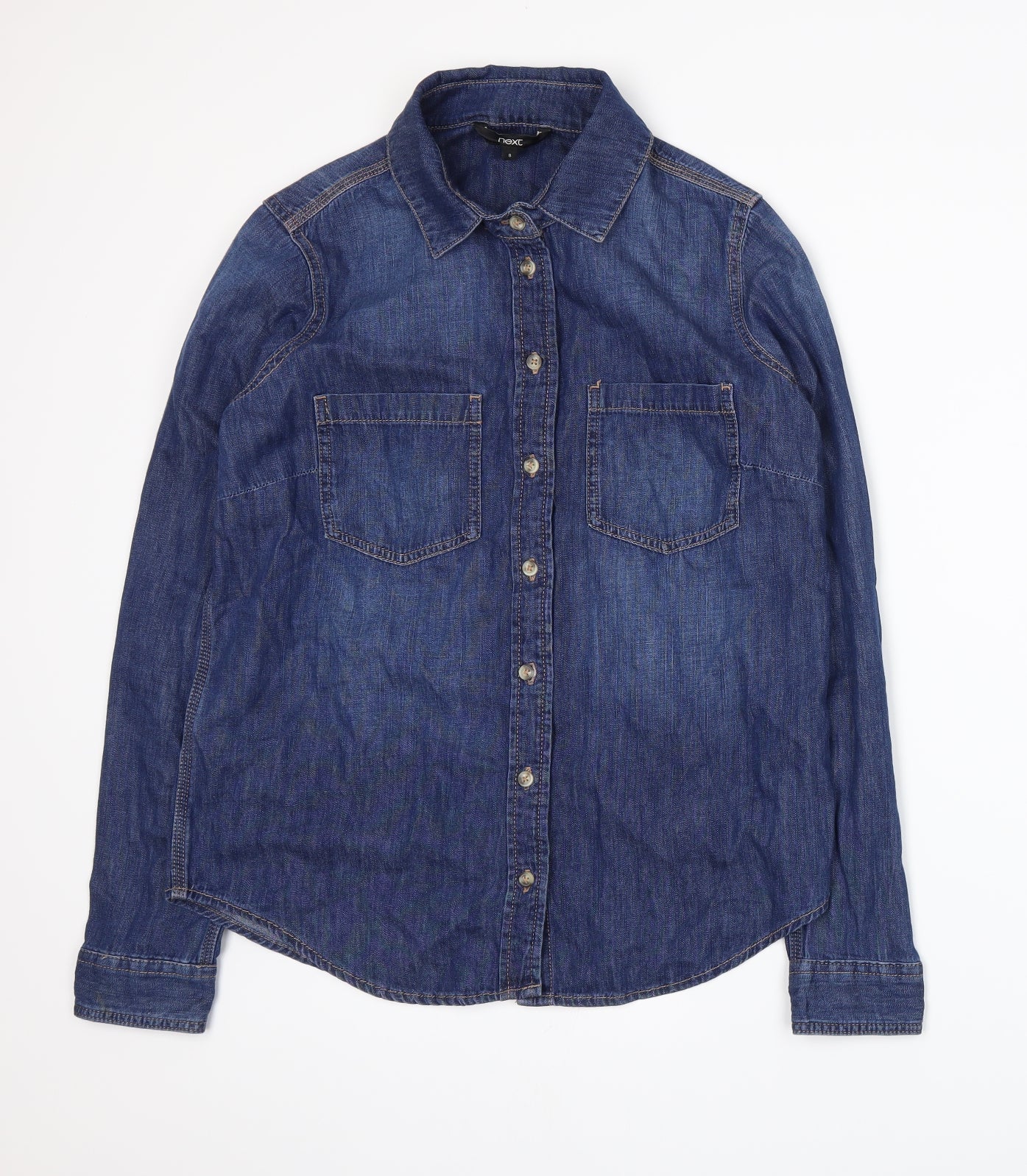 NEXT Womens Blue   Basic Button-Up Size 8