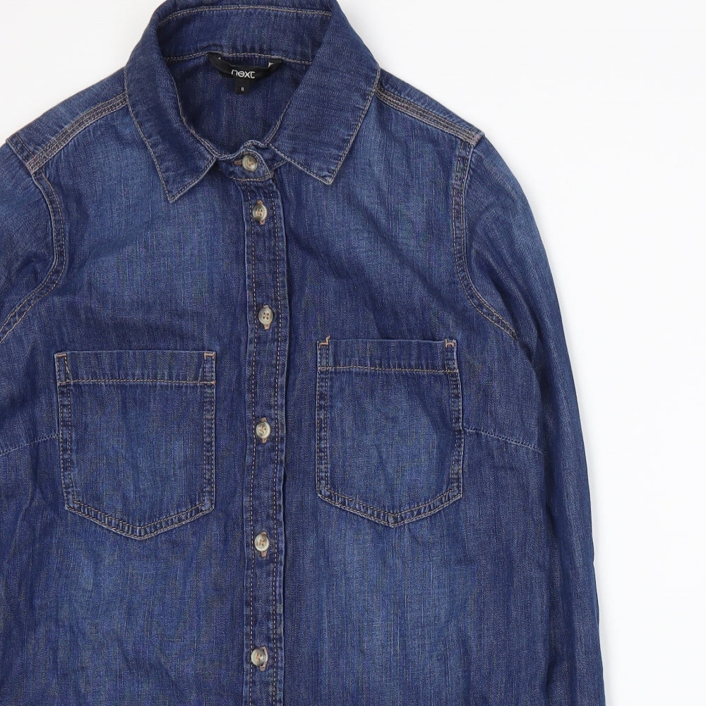 NEXT Womens Blue   Basic Button-Up Size 8