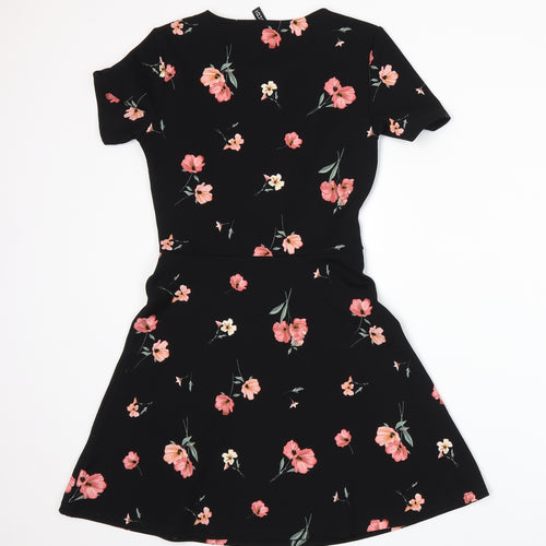 Divided by H&M Womens Black Floral  A-Line  Size 10
