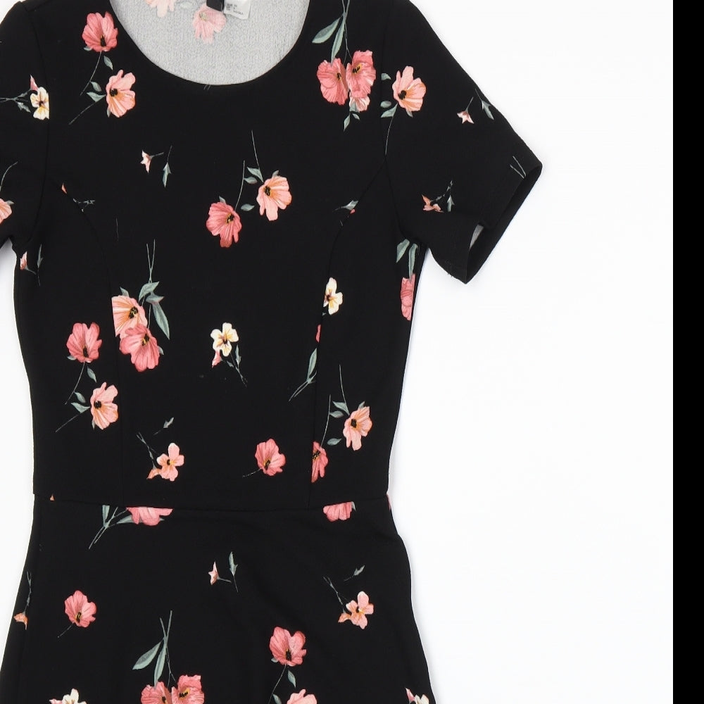 Divided by H&M Womens Black Floral  A-Line  Size 10