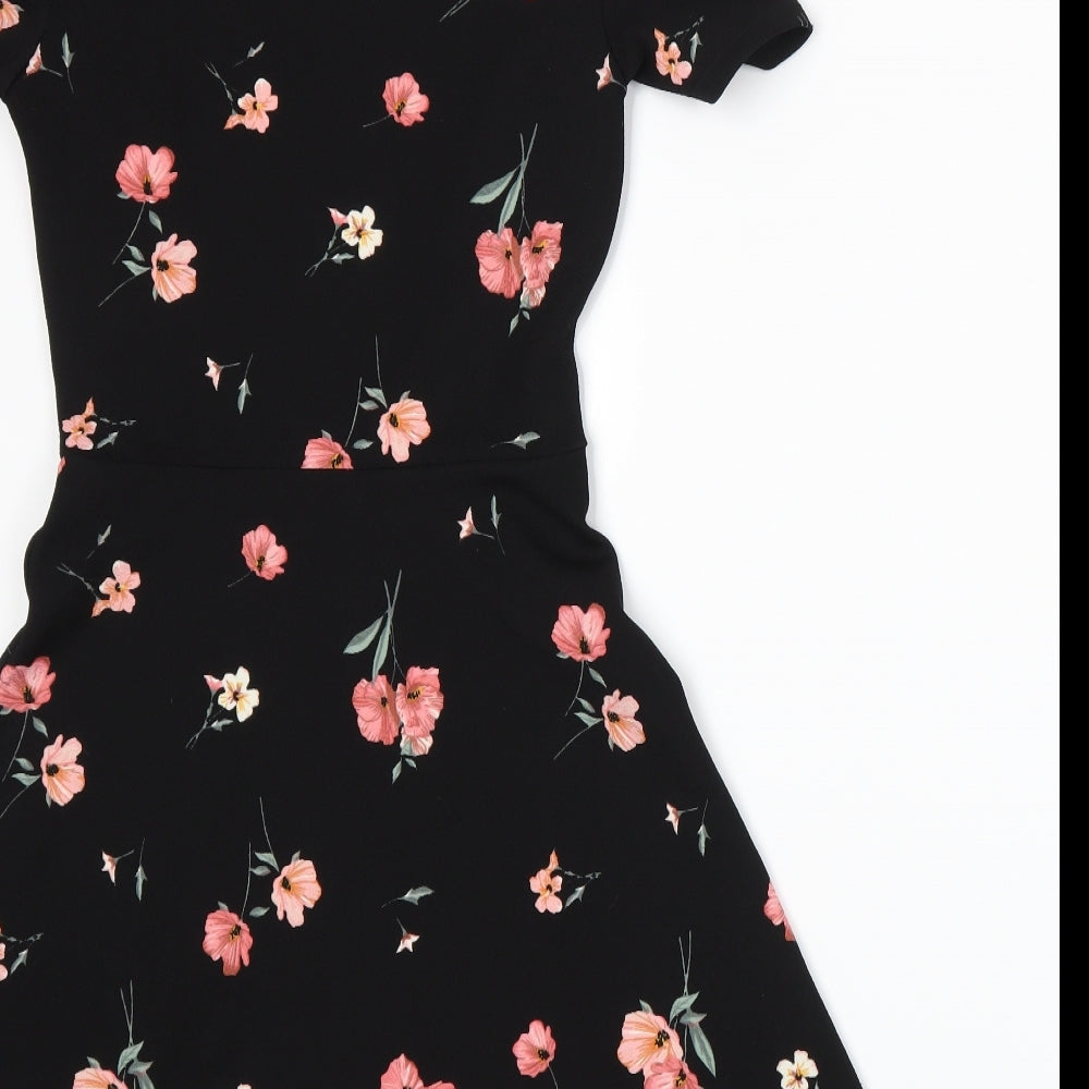 Divided by H&M Womens Black Floral  A-Line  Size 10
