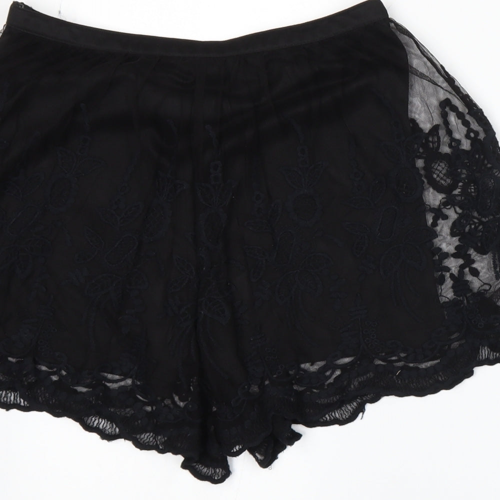 Topshop Womens Black   Paperbag Shorts Size 8