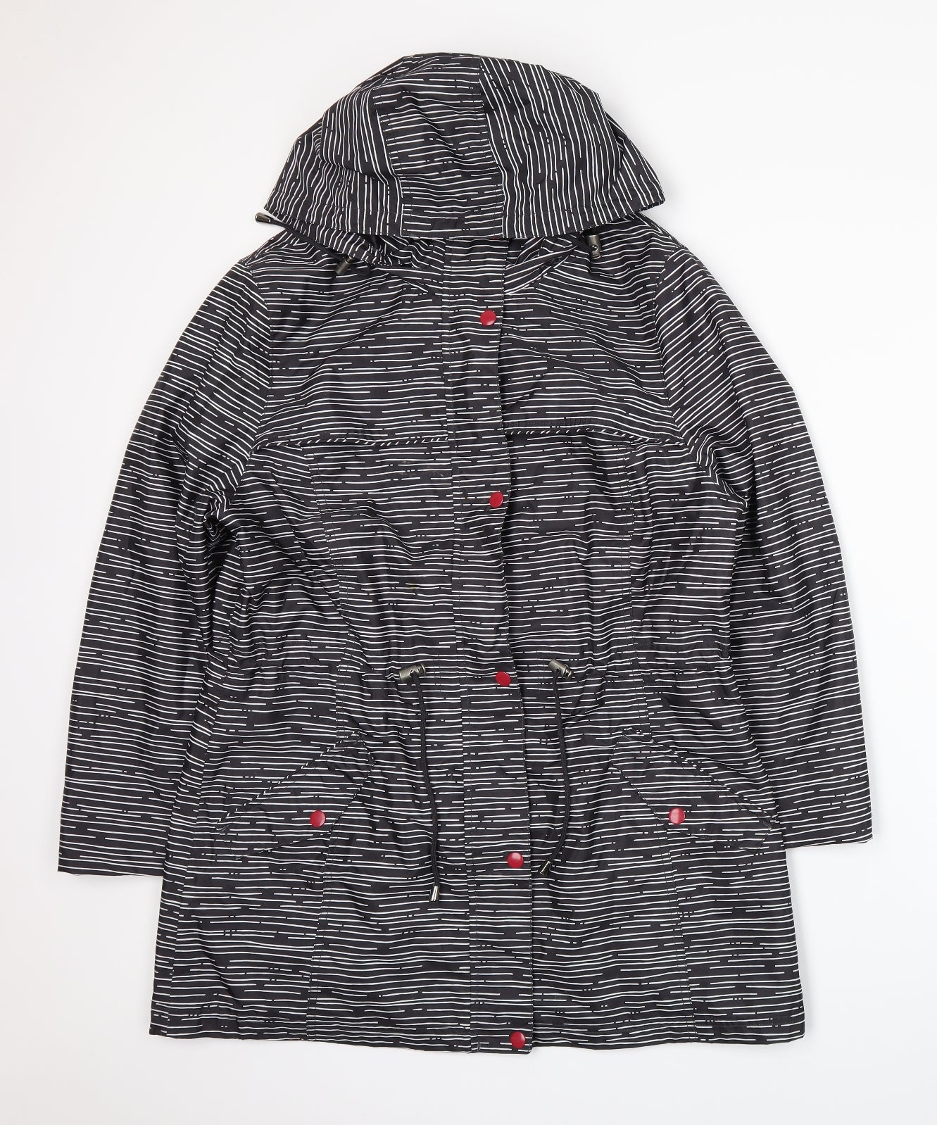 Bonmarché Womens Black Striped  Rain Coat Coat Size 14