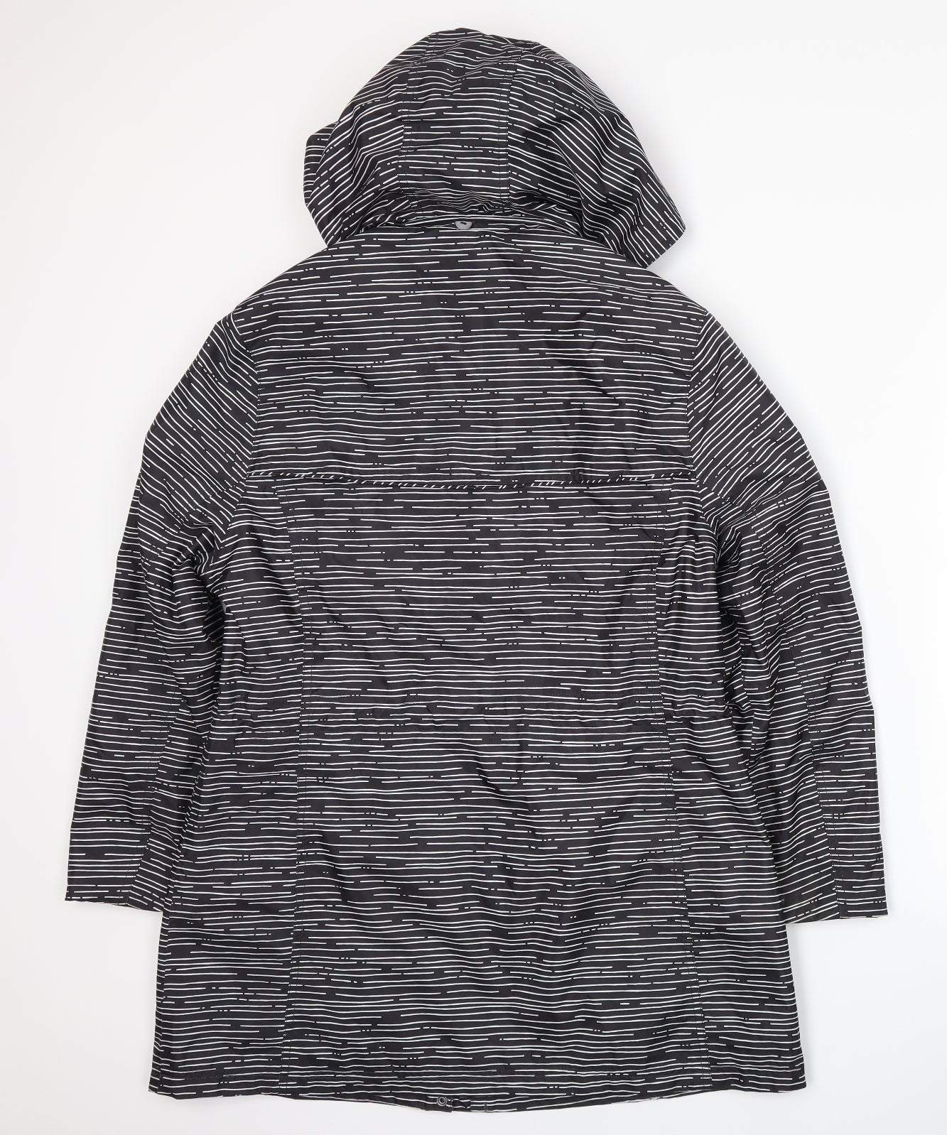 Bonmarché Womens Black Striped  Rain Coat Coat Size 14
