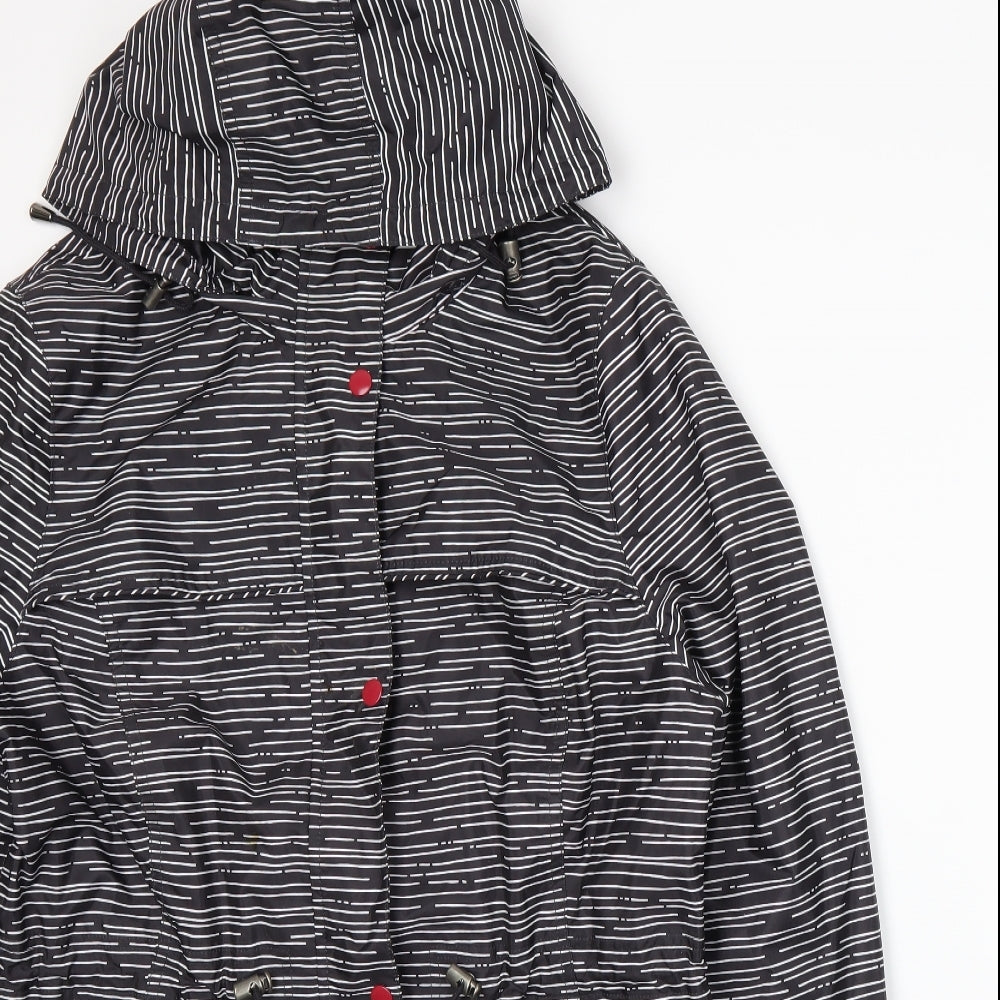 Bonmarché Womens Black Striped  Rain Coat Coat Size 14