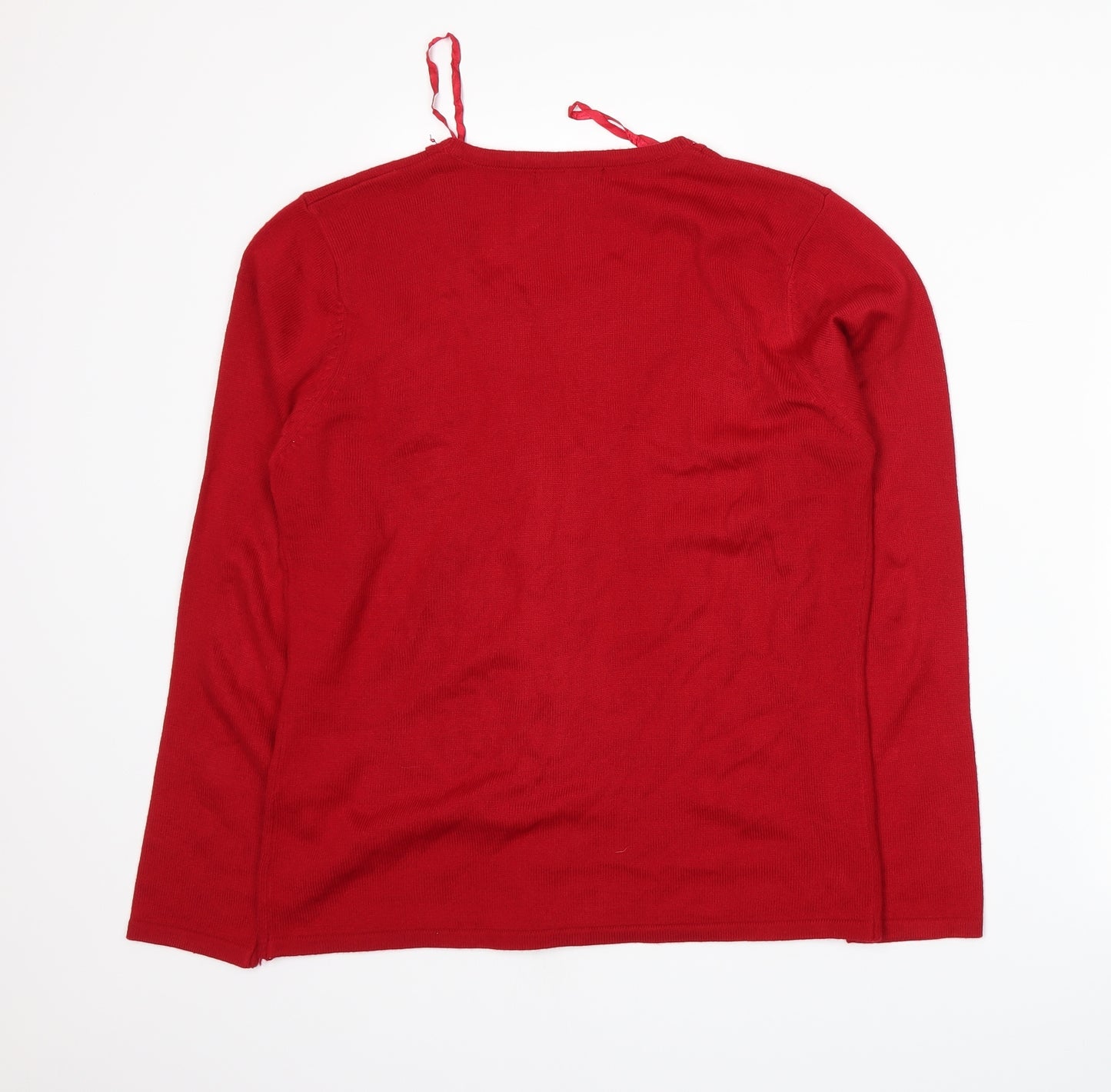 BM Womens Red  Knit Cardigan Jumper Size S