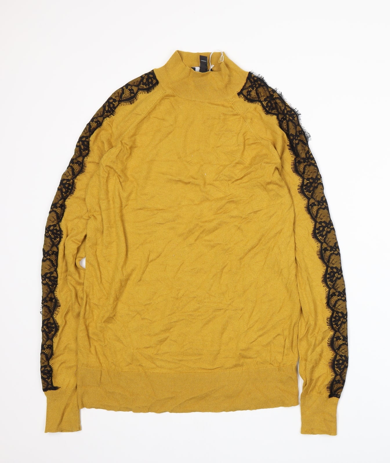 Long Tall Sally Womens Yellow  Knit Pullover Jumper Size M