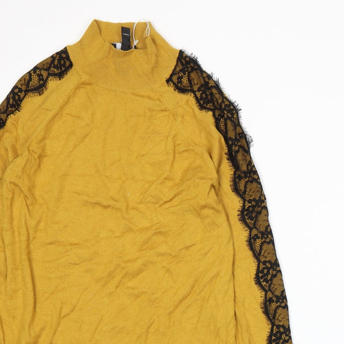 Long Tall Sally Womens Yellow  Knit Pullover Jumper Size M