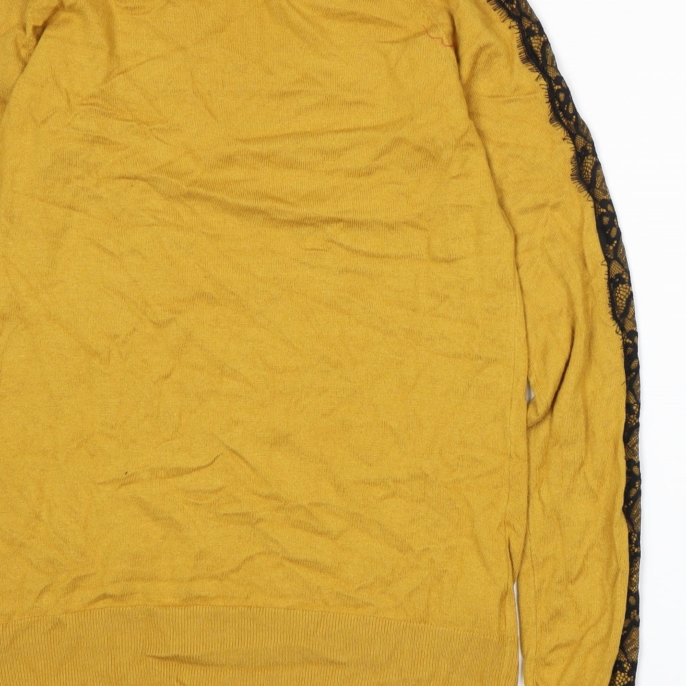 Long Tall Sally Womens Yellow  Knit Pullover Jumper Size M