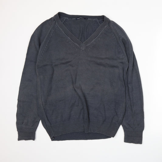 Front view of French Connection men’s blue knit jumper, size M
