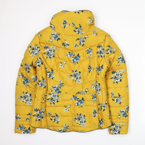 TU Womens Yellow Floral  Puffer Jacket Jacket Size 10