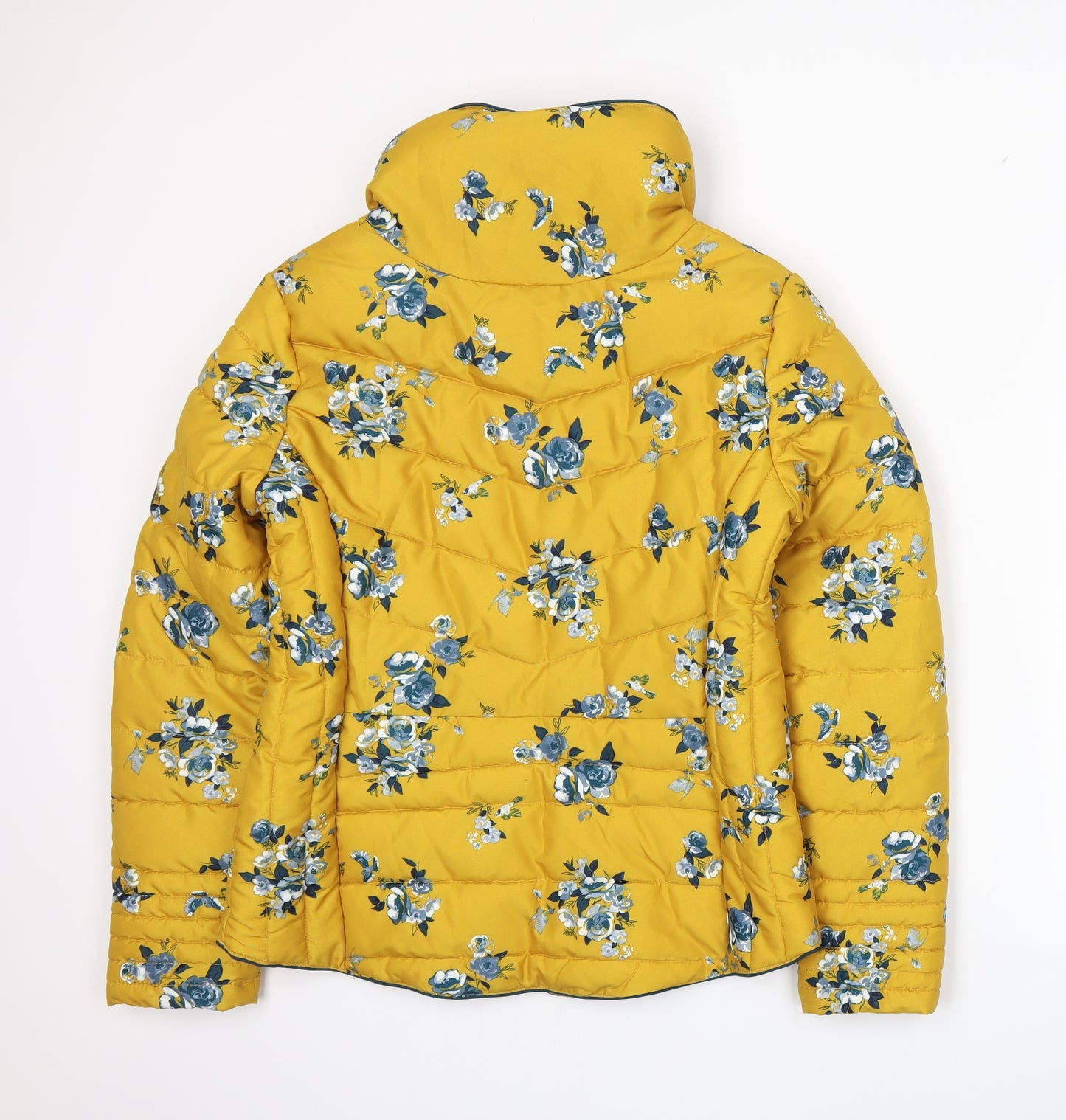 TU Womens Yellow Floral  Puffer Jacket Jacket Size 10