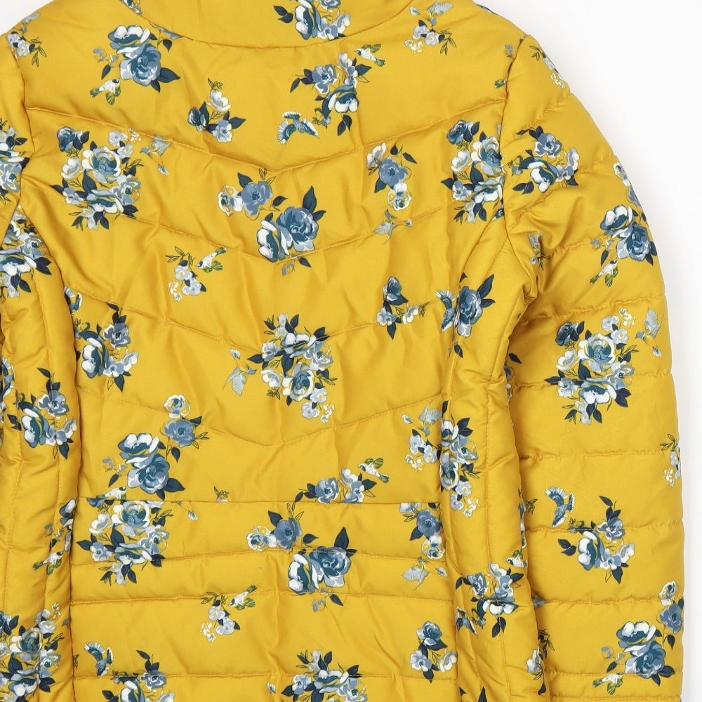 TU Womens Yellow Floral  Puffer Jacket Jacket Size 10