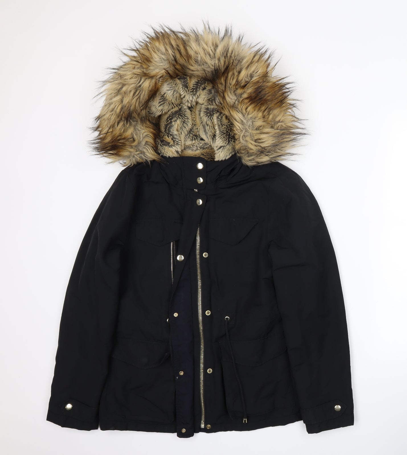 Topshop Womens Black   Parka Coat Size 10