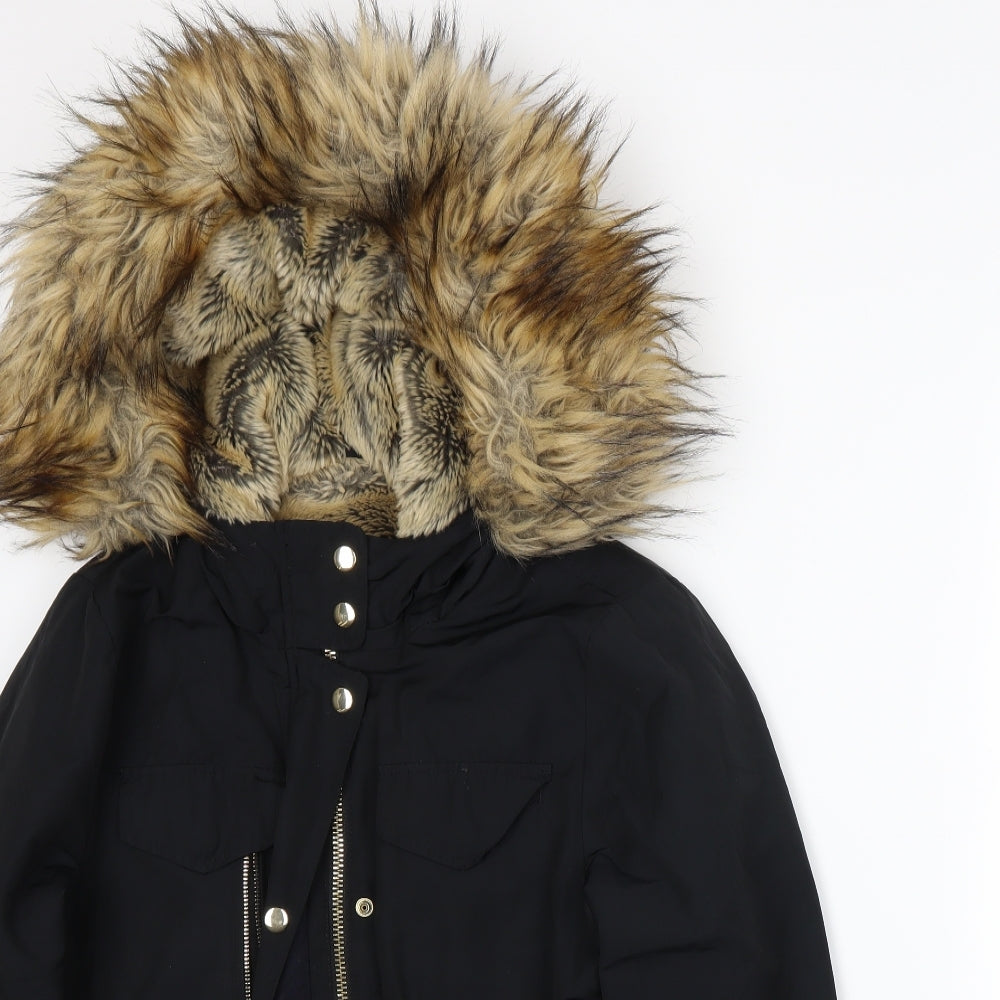 Topshop Womens Black   Parka Coat Size 10