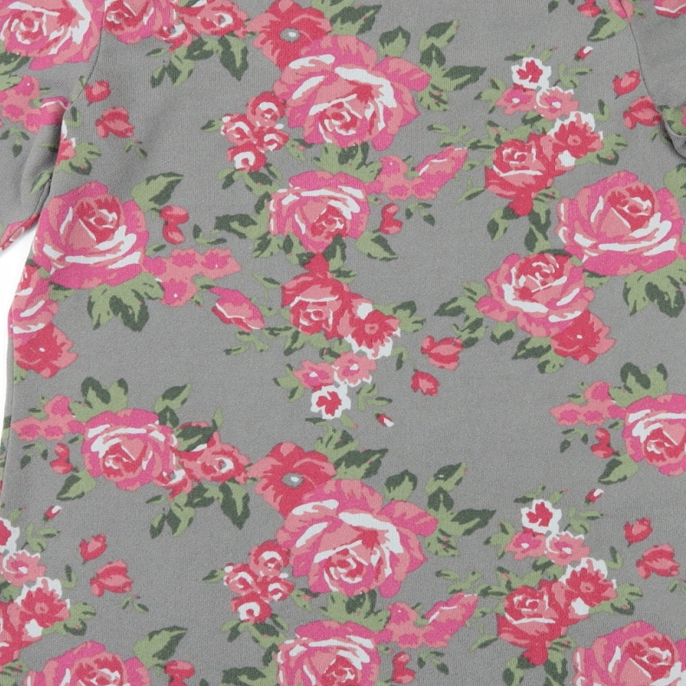 D&Co. Womens Grey Floral  Jumper Dress  Size XS