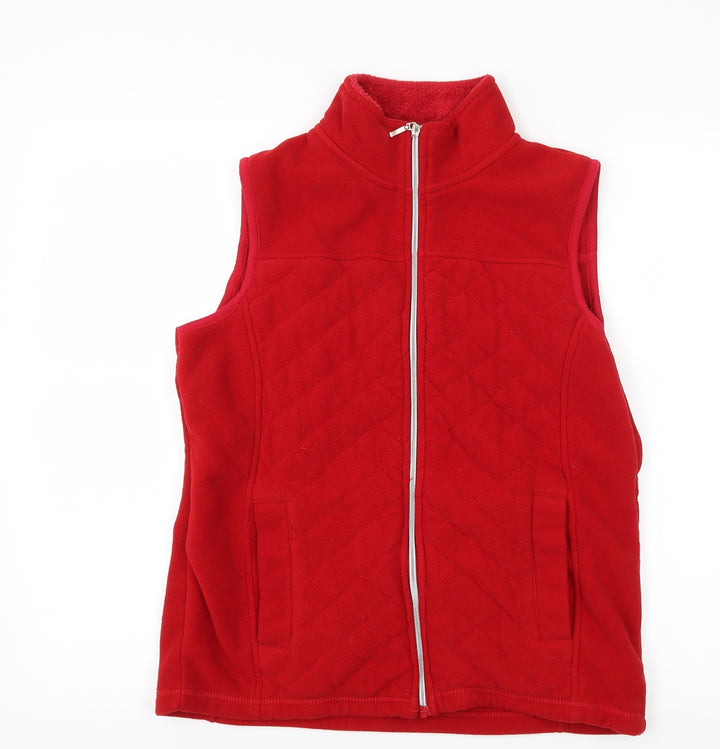 BM collection Womens Red Fleece Gilet Coat Size 10