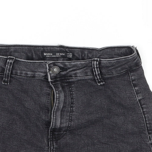 Bershka Womens Black  Denim Hot Pants Shorts Size 8