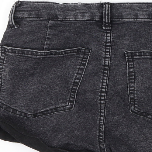 Bershka Womens Black  Denim Hot Pants Shorts Size 8