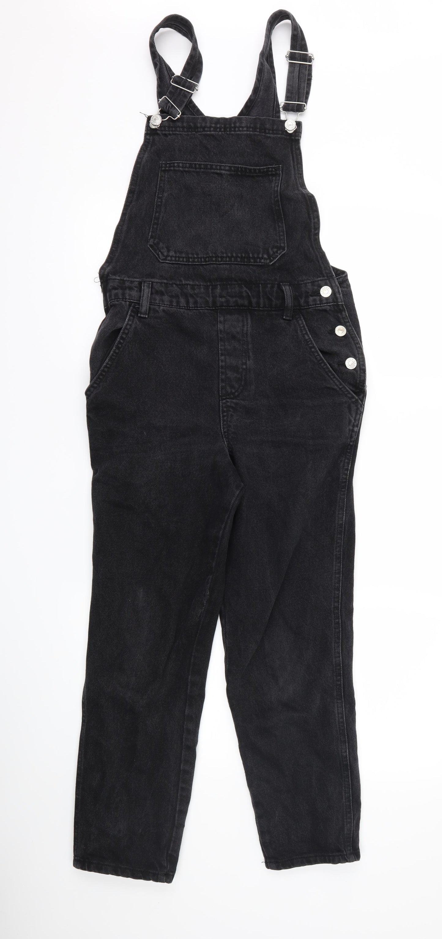 Topshop Womens Black  Denim Dungaree One-Piece Size 8